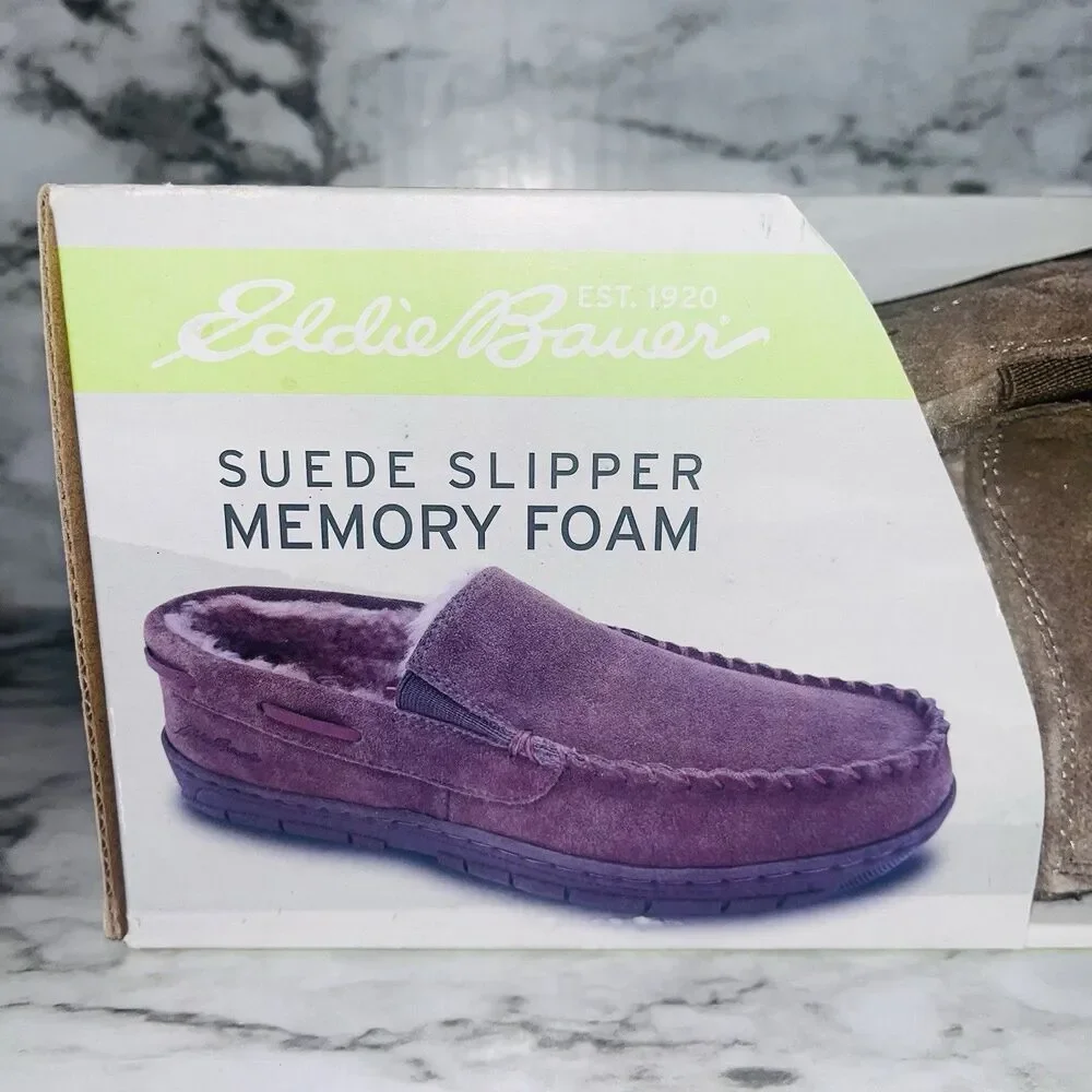 Eddie Bauer Men's Suede Slippers Memory Foam Brown XL 11-12 New